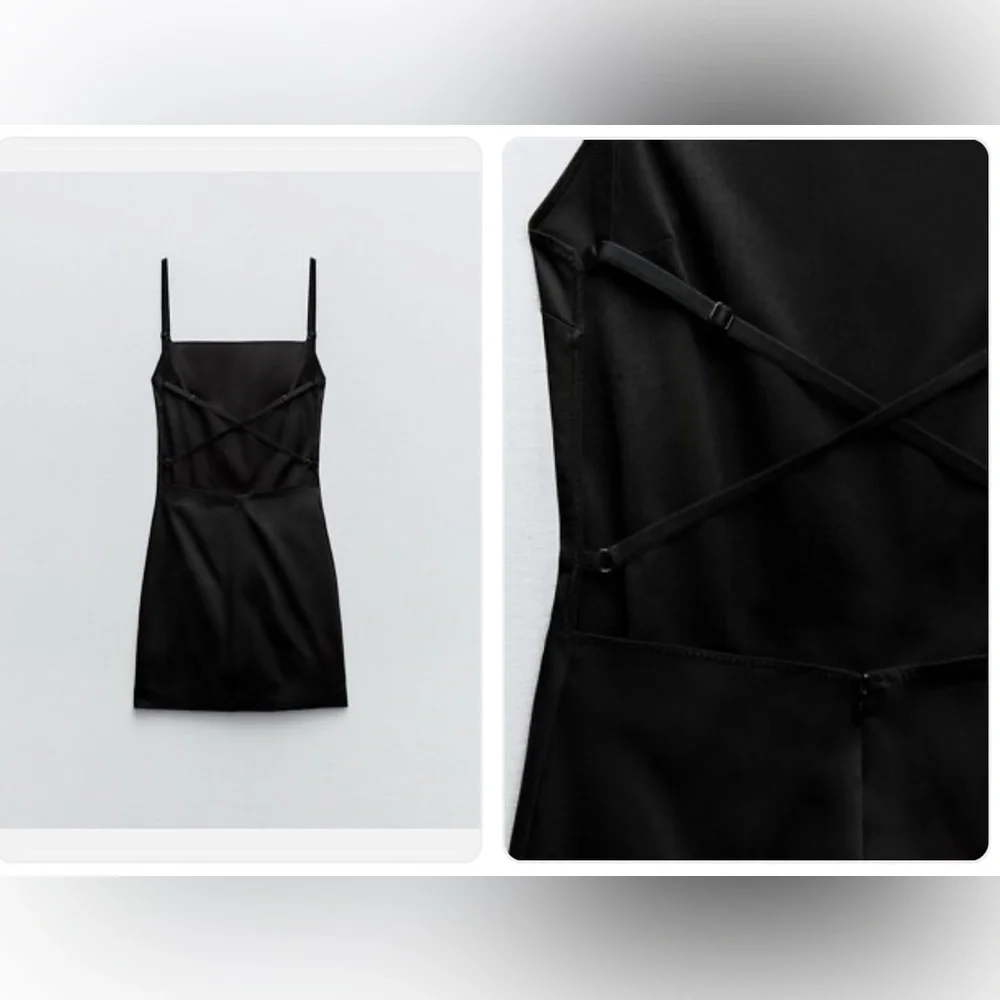 Zara Little Black Dress Strappy Open Back Mini NWT 🩷 - Picture 3 of 7